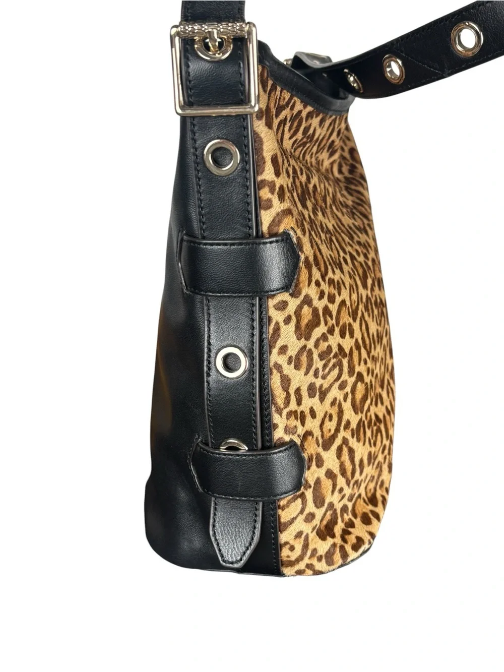 Aimee Kestenberg Buckle Up Leopard Calf Hair Leather Hobo Shoulder Bag